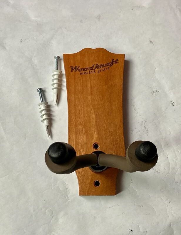 Woodcraft Electric Guitars Guitar and Bass Hanger - LP-Style Headstock Shape, Dark Stain Mahogany