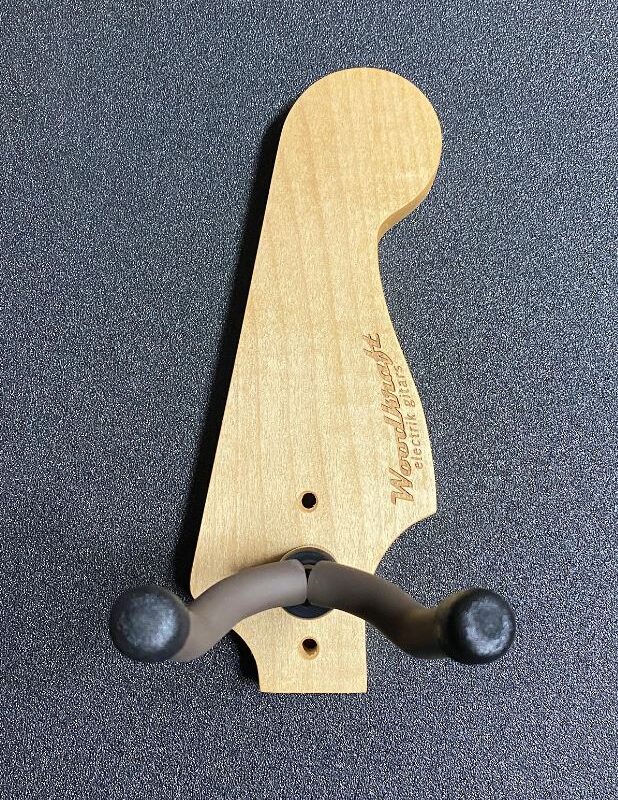 Woodcraft Electric Guitars Guitar and Bass Hanger - S-Style Headstock Shape, Natural Stain