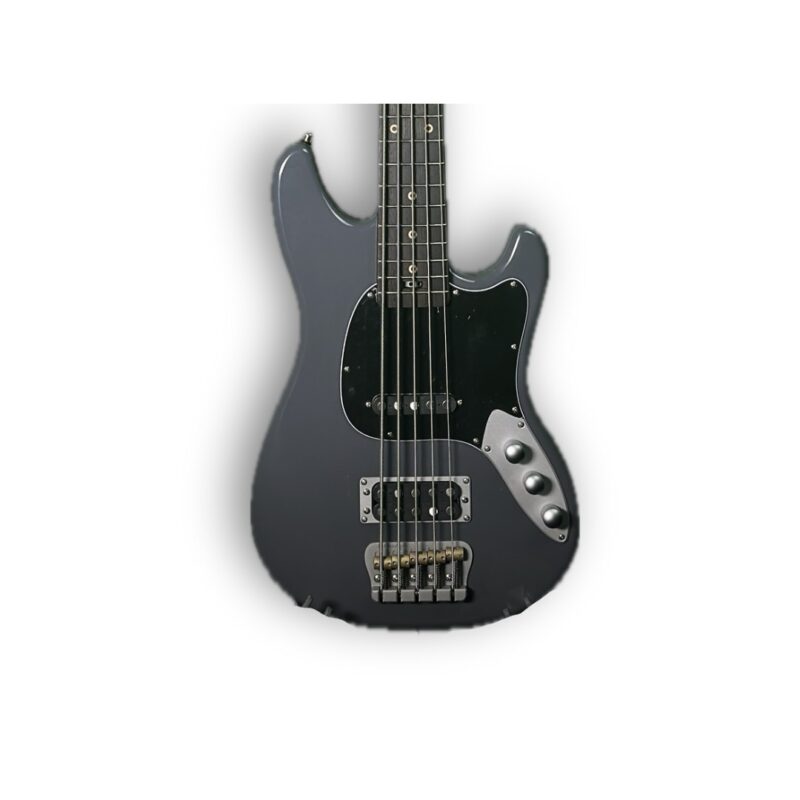 Woodcraft Ampmaster 5 String Dual Pickup Short scale 30" Electric Bass Guitar Gloss Blue Grey
