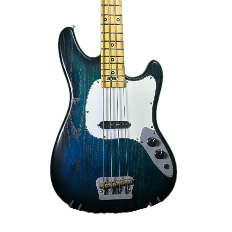 Woodcraft Ampmaster 4 String Short Scale 30″ Electric Bass Guitar – Satin Nitro Blue Burst